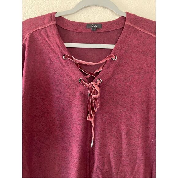 Rails burgundy‎ lace up sweater size small - Picture 4 of 8